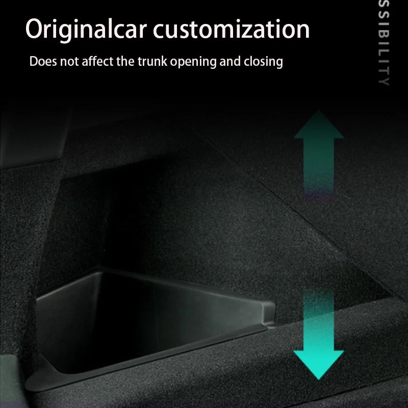 Trunk Side Storage Bins For Tesla Model Y-Berlin/Austin 2022-2024 Cargo Compartment Organizer Bucket TPE Box & Carpet Lids