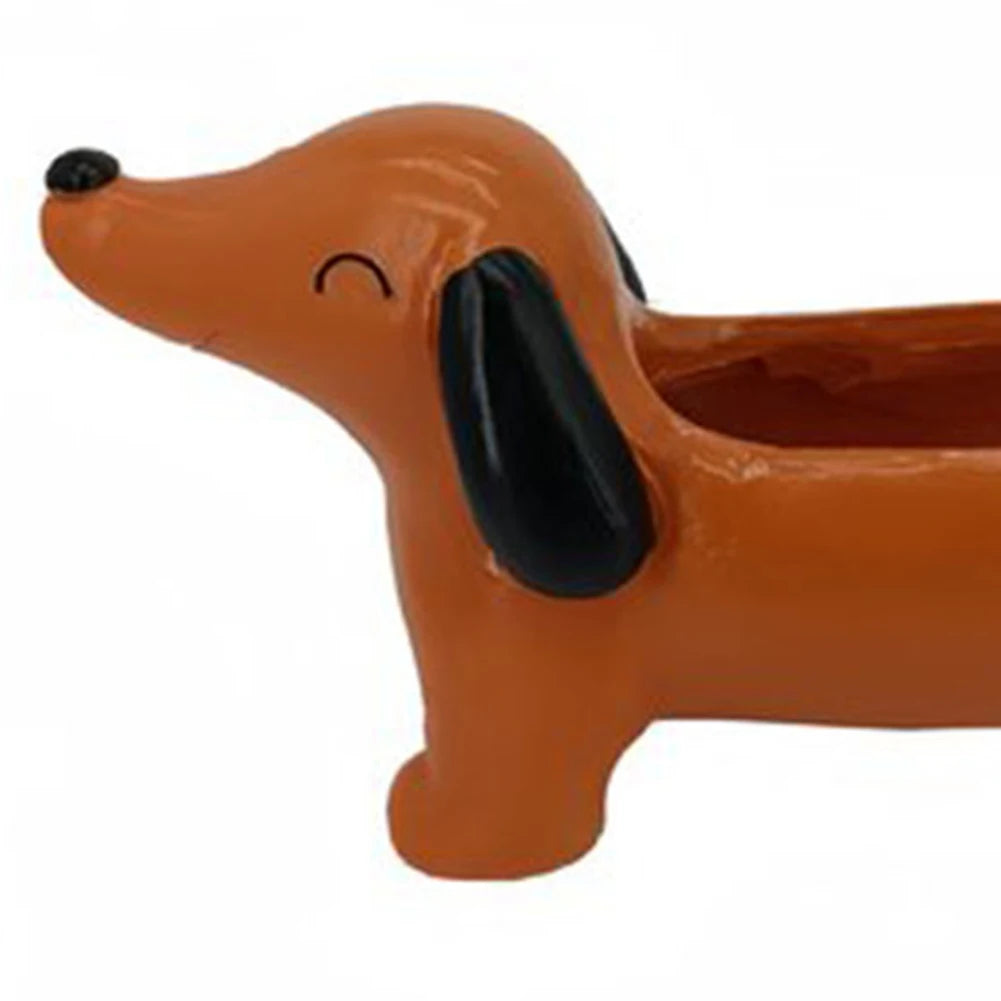Cute Dog Plant Pot Dachshund Flower Pot Resin Flower Planter Succulent Flower Planter Aesthetic For Indoor Outdoor Garden Decor