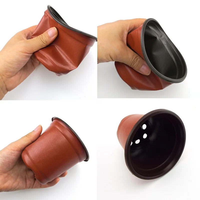 20pcs/50Pcs Thin section Plastic Grow Box Fall Resistant Tray For Home Garden Plant Pot Nursery Transplant Flower ling Pots D4
