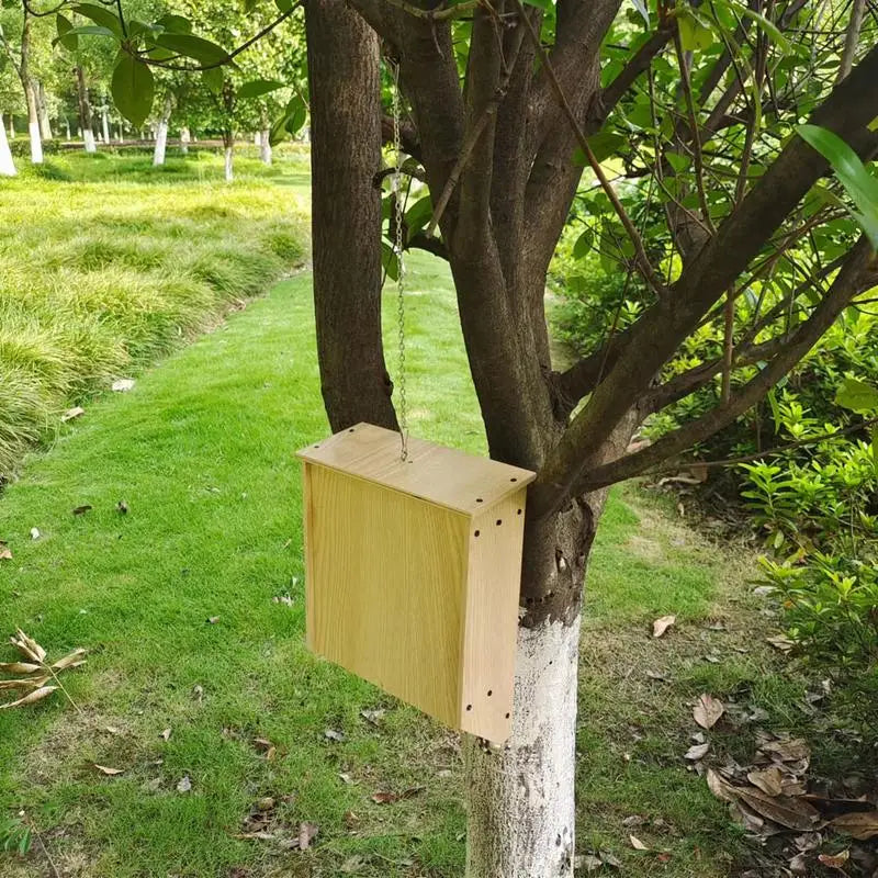 Bat Houses For Outdoor Natural Wooden Bat House Shelter With Roof Weatherproof Bat Box Garden Summer And Winter Quarters