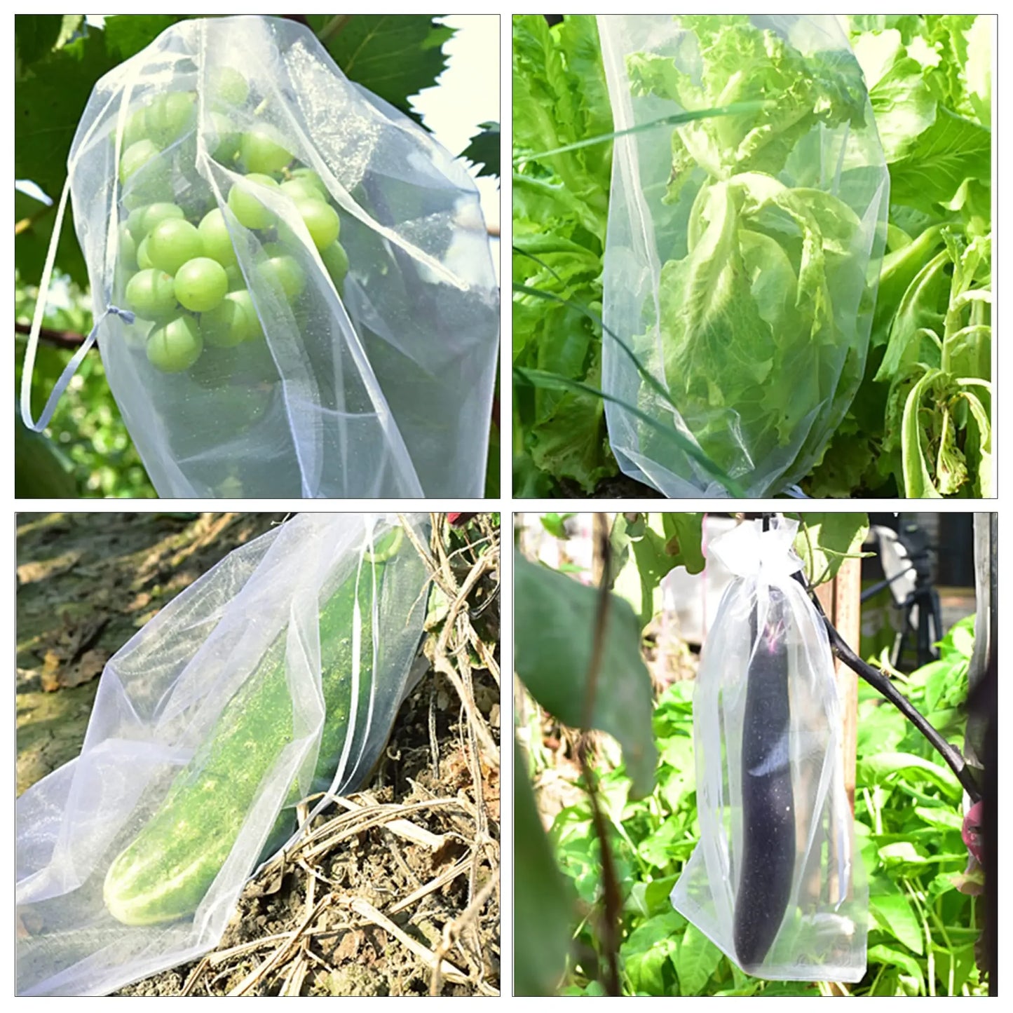 20-100pcs Strawberry Grapes Fruit Grow Bags Netting Mesh Vegetable Plant Protection Bags For Pest Control Anti-Bird Garden Tools