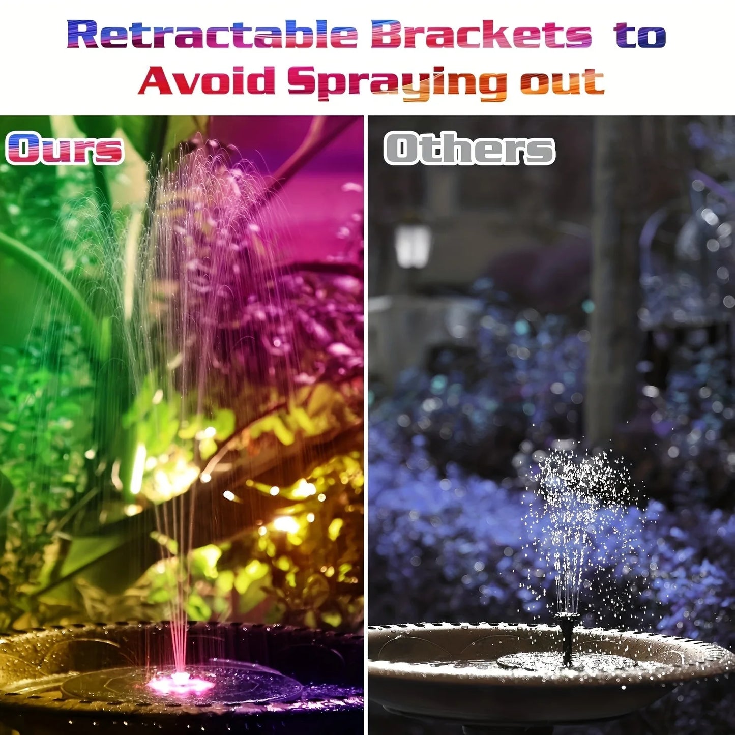 Indoor and outdoor 6.5w solar fountain, automatic bird bath fountain, with DIY nozzle set, suitable for gardens, courtyards,