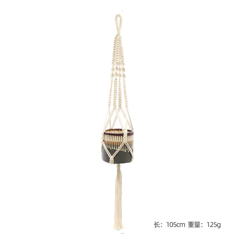 Hanging Plant Handmade Macrame Plant Hanger Flower Pot Planter Hanger Wall Decor Courtyard Garden Hanging Planter Hanging Basket