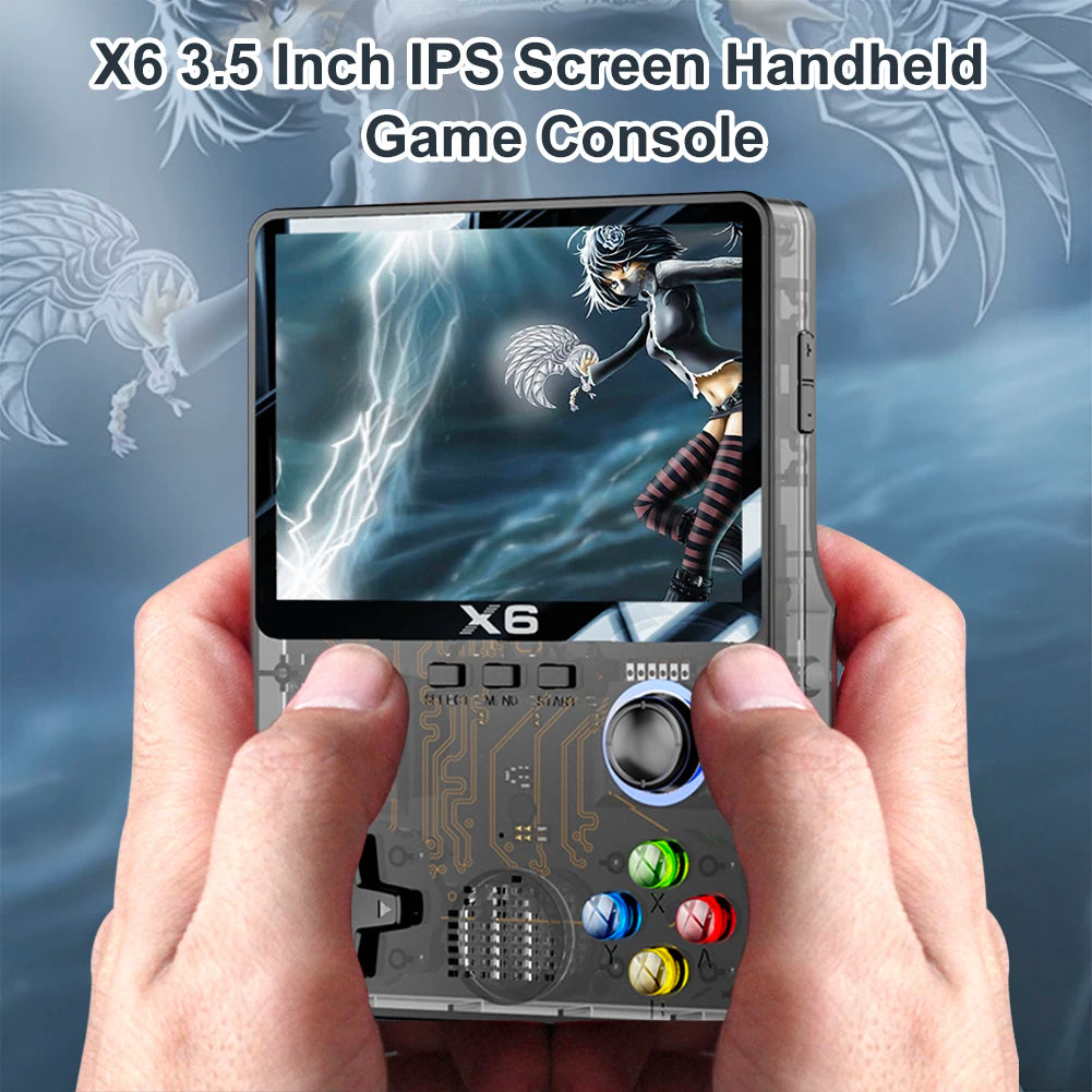 X6 Portable Handheld Game Console - 3.5 Inch IPS Screen, 8000 Games, 2 Player Support | AlluCanFind