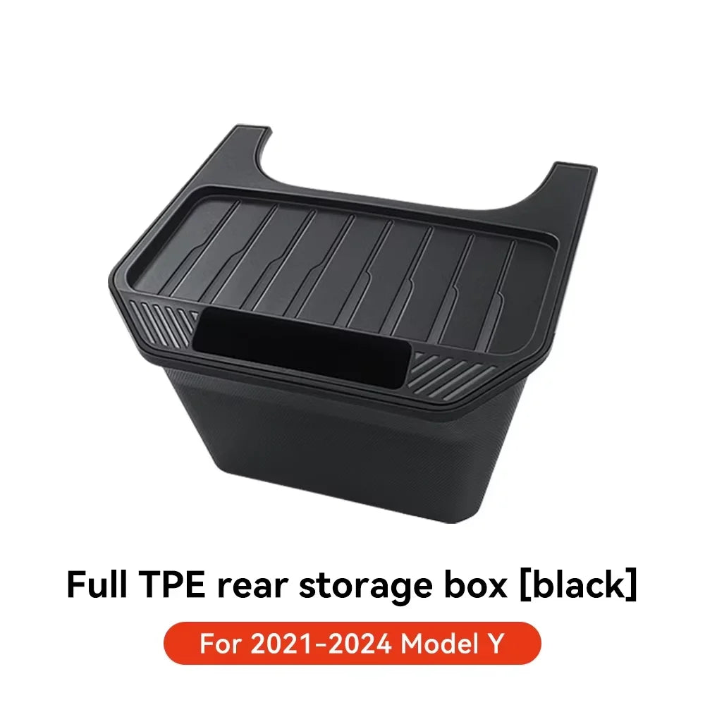 YZ For Tesla Model 3 Y Juniper Highland Rear Seat Storage Box Organizer Car Center Console Bins Backseat Trash Can Garbage Bag