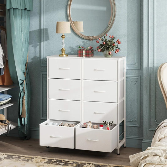 Tall Fabric Dresser with 8 Drawers – Double Storage Tower for Bedroom