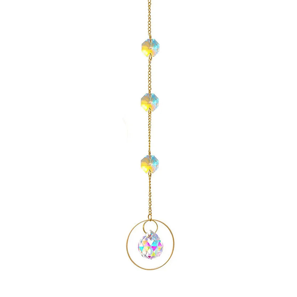 1PCS AB Suncatcher Hanging Sun Catcher with Chain Pendant Ornament Crystal Balls for Window Home Garden Christmas Party Decor