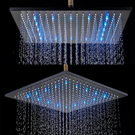 304 Stainless Steel 16 Inch Rain Shower Head Square Led Light Shower Faucet 40cm Rain Shower multiple styles Bathroom Faucet