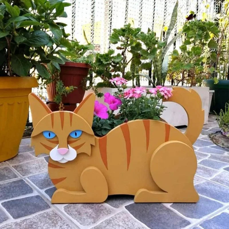 DIY Garden Pots Cat Shaped Planter Garden Flower Pot Cat Animal Garden Animal Statue Sculpture Flower Planter Garden Decoration