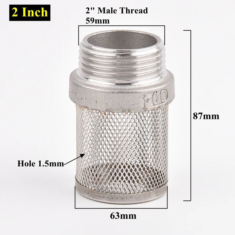304 Stainless Steel Male Thread Mesh Cover Aquarium Fish Tank Water Pump Inlet Filter Screen Garden Irrigation Pump Hose Filters