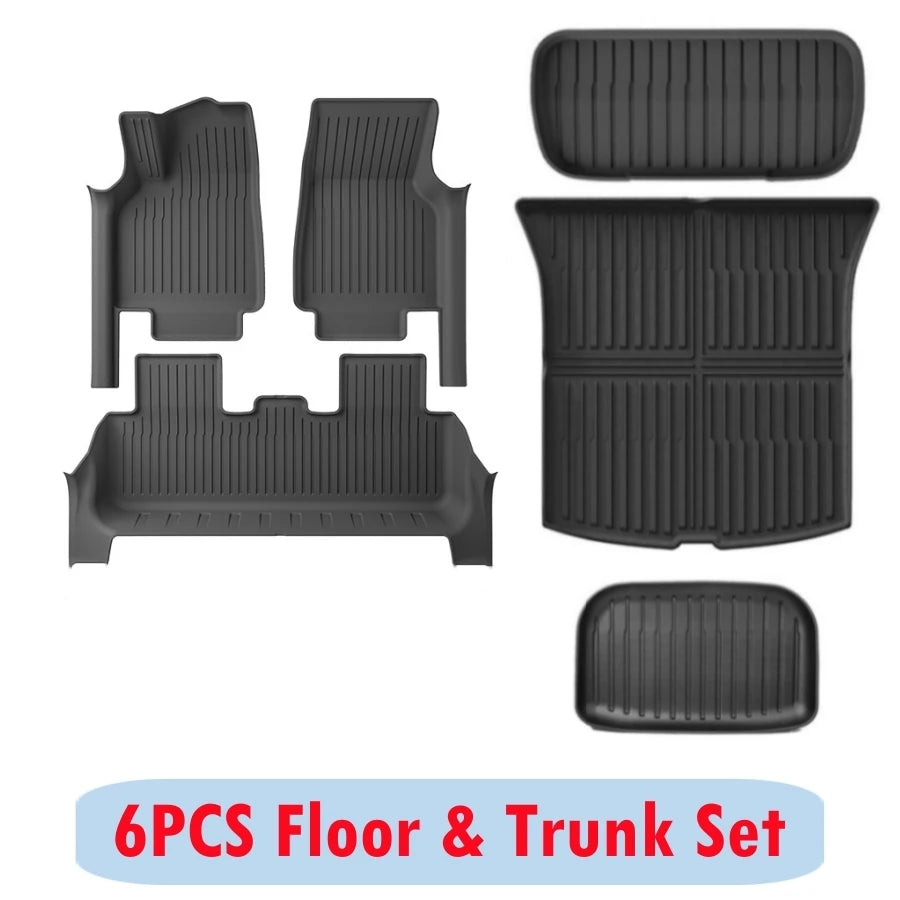 Fully Protection Floor Liners For 2025 Tesla Model Y Juniper Floor Mats with Door Sill Protector Front Rear Cargo Liner Juniper