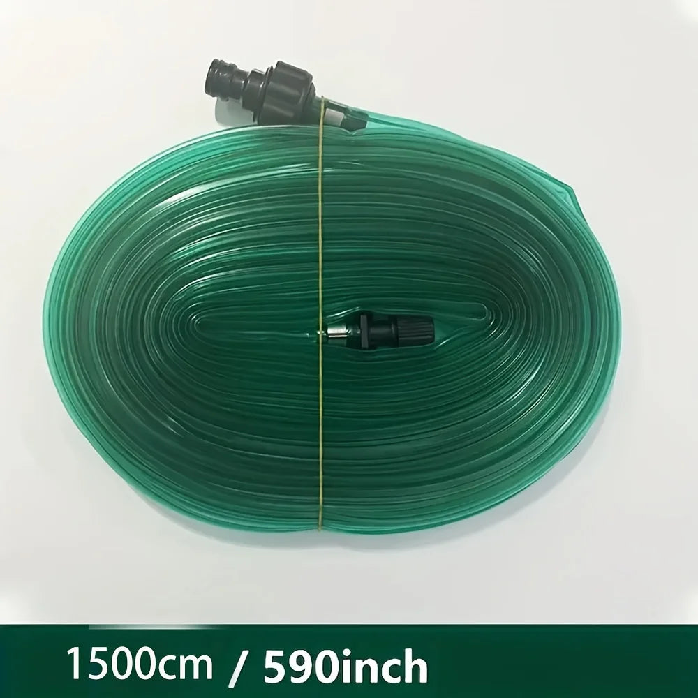 1 set of sprinkler heads and soaking hoses. The ground soaking drip hose is very suitable for gardens and vegetable gardens