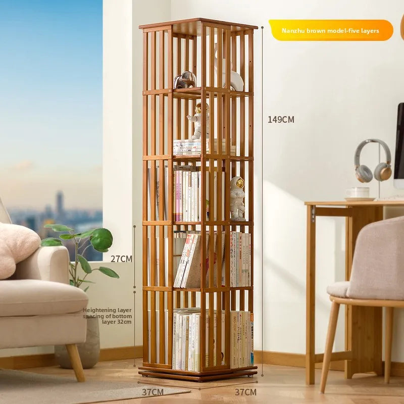 Rotating bookshelf 360 degree floor storage shelf Internet celebrity home simple student bookcase