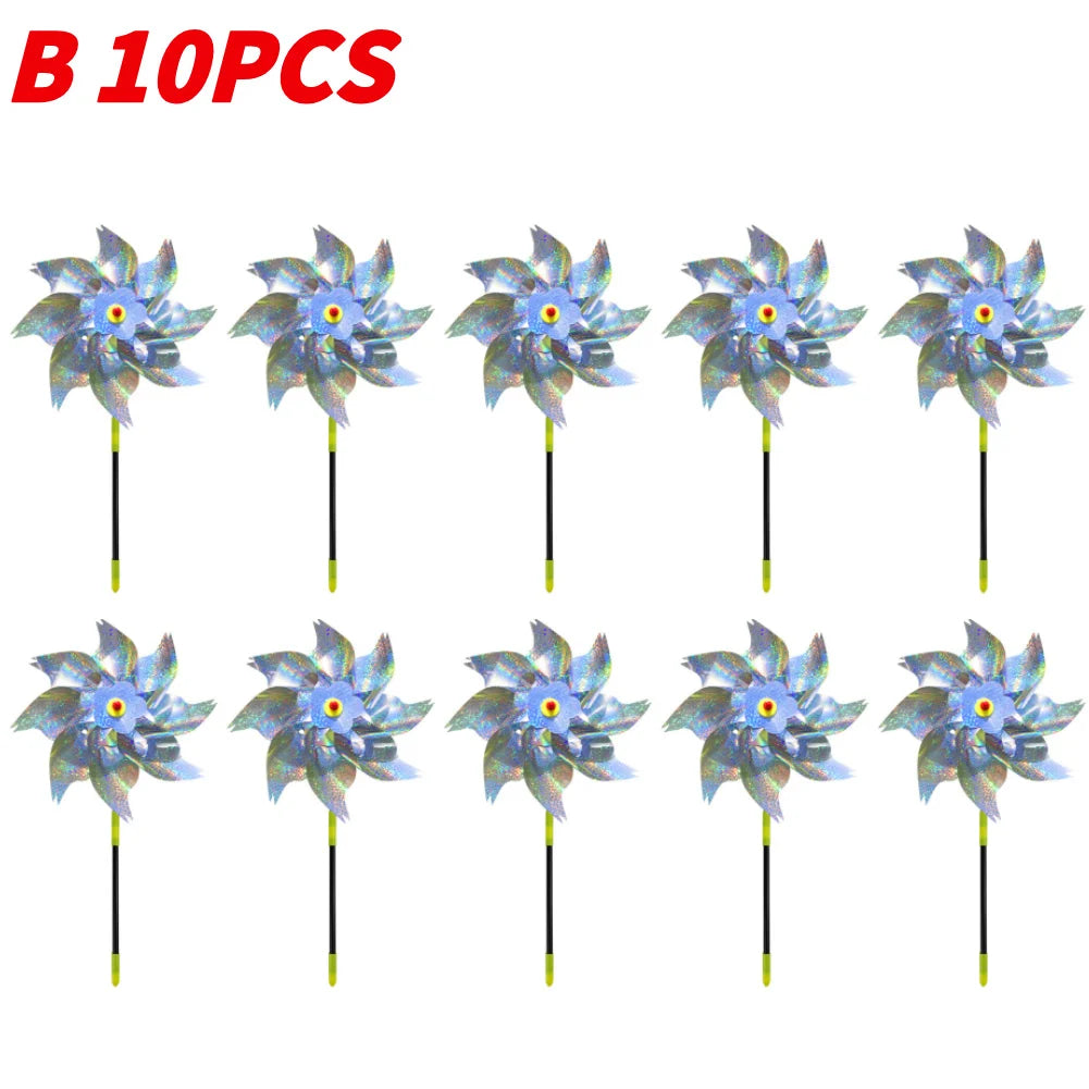 5/10PCS Bird Repeller Reflective Windmill Pinwheel Bird-Scaring Windmill Spinner for Garden Lawn Yard Decor and Keep Birds Away