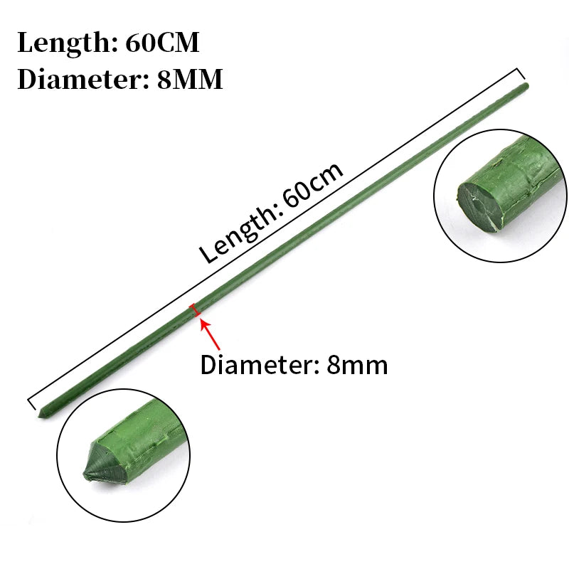 8~16mm Plant Stakes Gardening Pillar Plastic Coated Steel Pipe 60cm Length Supporting Climbing Flower Fruit Vegetables Support