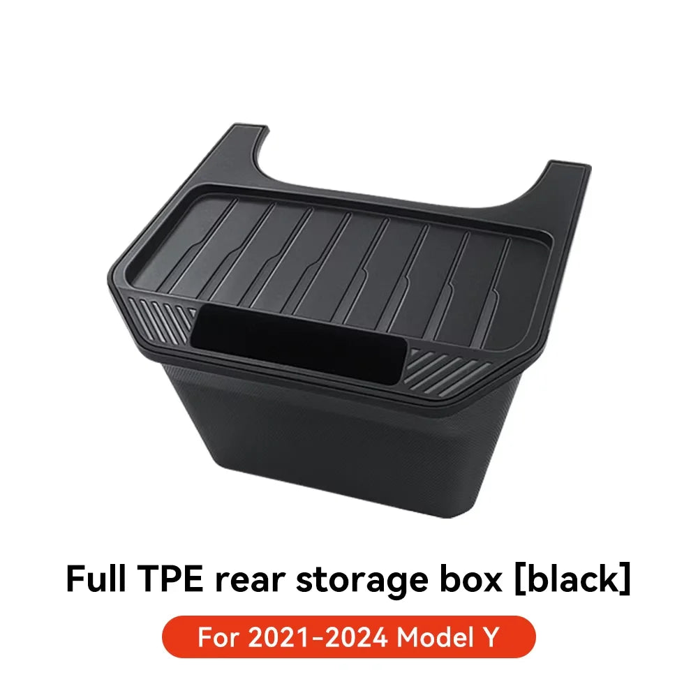 YZ Rear Seat TPE Storage Box For Tesla Model Y Juniper 2021-2025 Under Air Vent Storage Case Trash Can Organizer Car Accessories