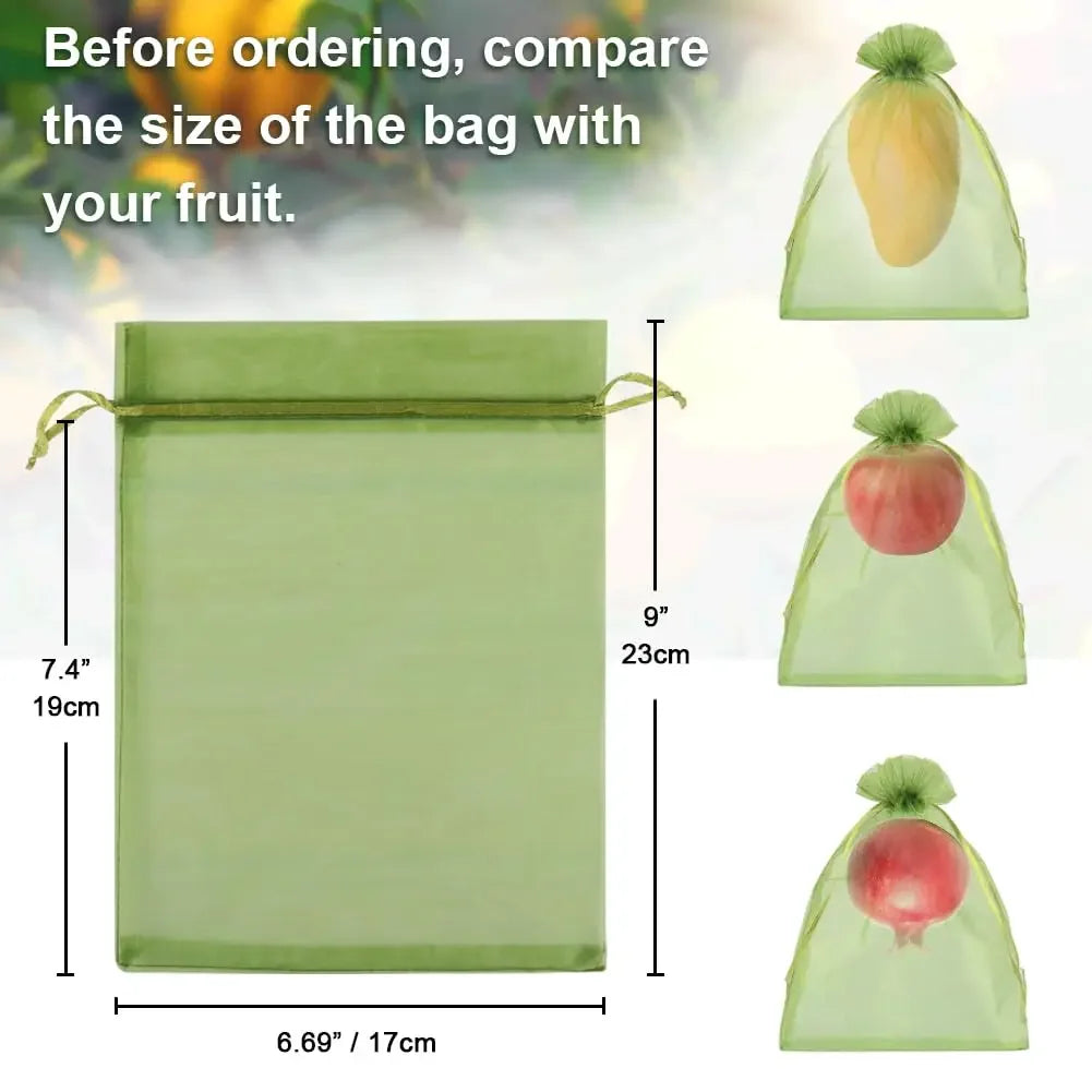 50/100Pcs Fruit Grape Protection Bags With Drawstring Garden Mesh Netting Bags Plant Cover Mesh Bag for Fruit Flower Vegetables