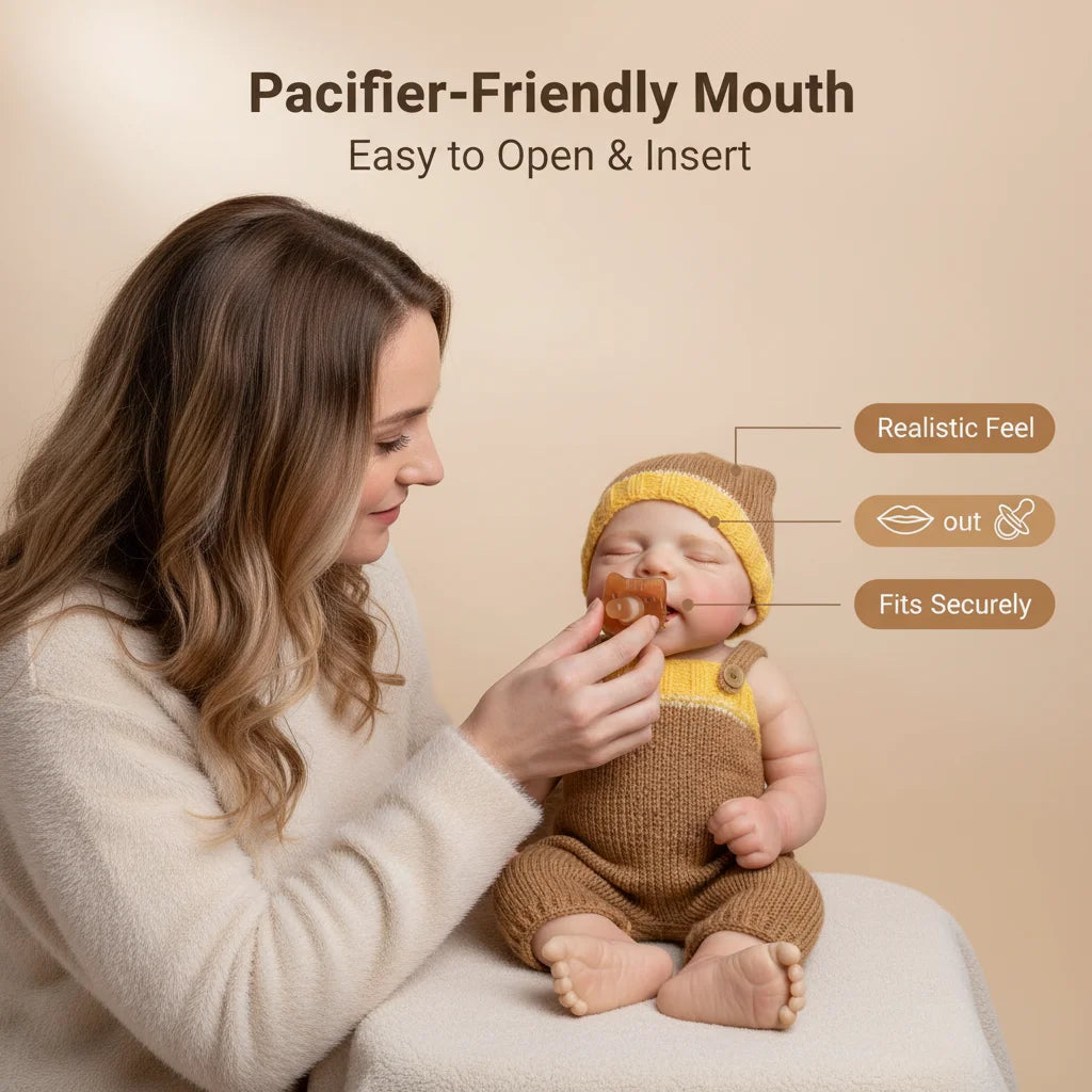 NPK 18inch Platinum Silicone Baby Doll - Pascale Girl Real Weighted 3000G with Pacifier Solid Mouth Open Design Collectible