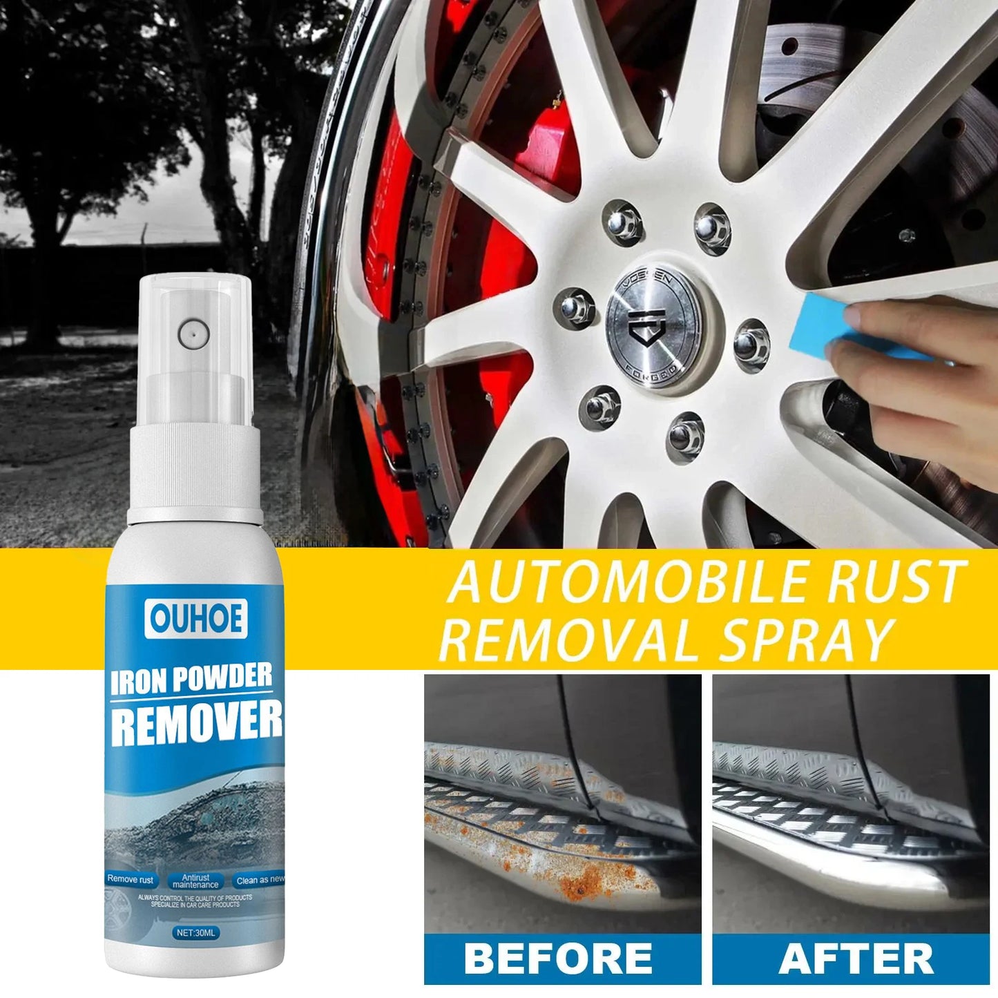 Automobile Iron Powder Rust Remover Spray Anti-Rust Remover For Cleaning Cars Rust Removal Spray For Metal Surface