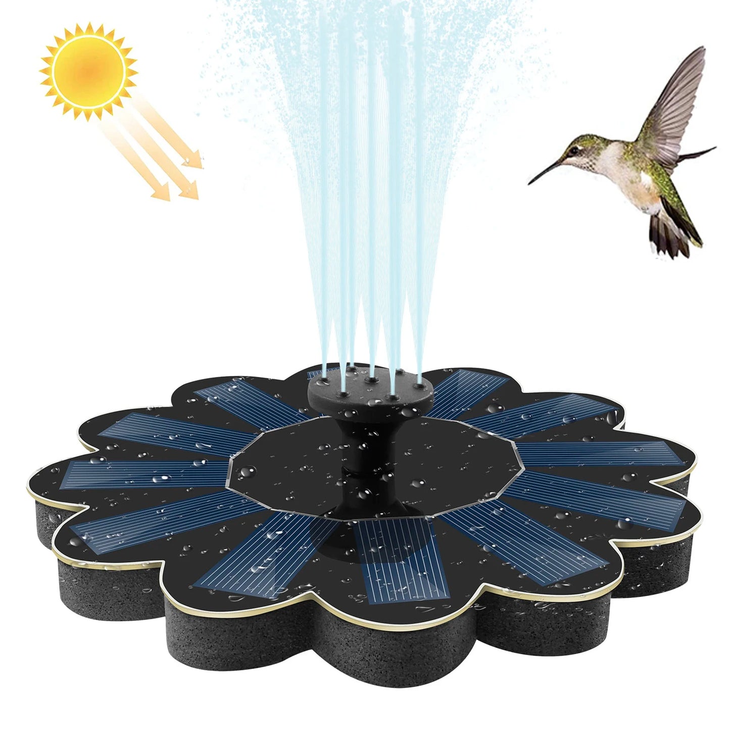 Solar Fountain Pump Bird Bath Fountain Garden Outdoor Water Pool Pond Floating Decor With 5 Nozzles Solar Panel