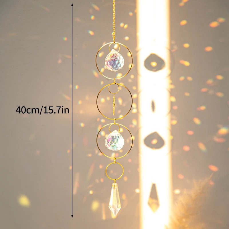 Brass Crystal Rainbow Crystal Hanging Pendants Suncatcher Moon Catcher Stained Glass Wind Chimes Home Garden Decor Kristalle