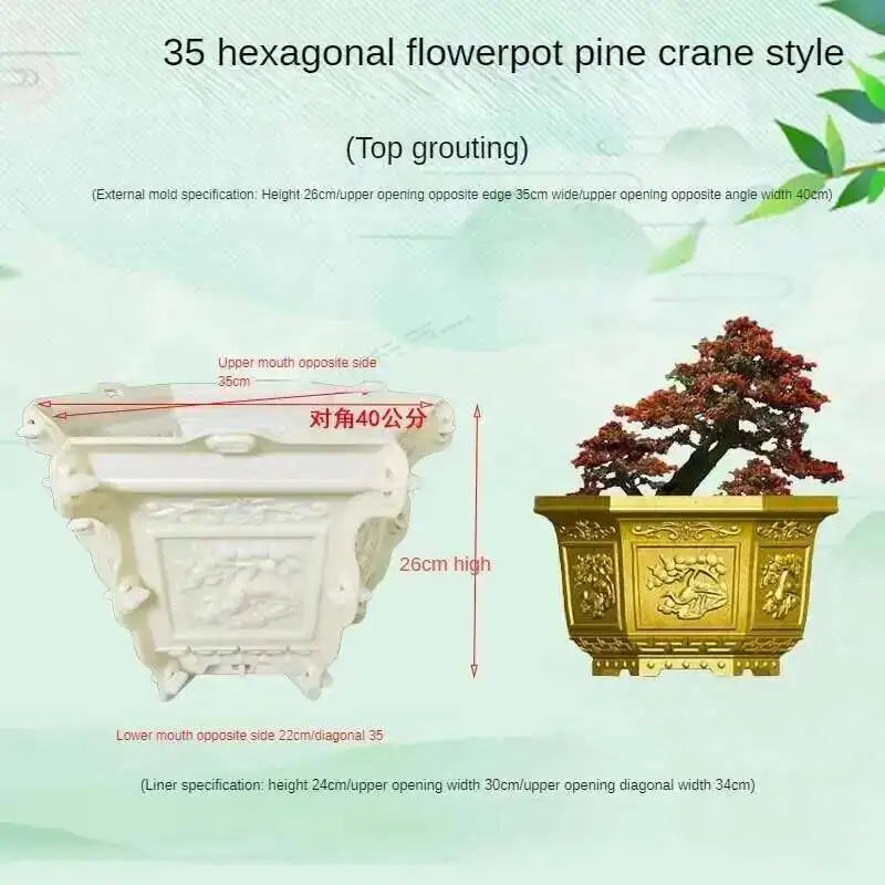 Hexagonal Cement Flowerpot Mold Home Garden Balcony Bonsai Pot Template Concrete Cast-in-place Homemade Plastic Flowerpot Mold