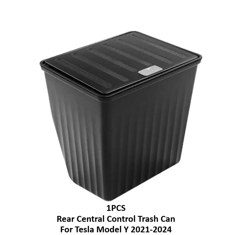 Front Door Trash Can for Tesla Model Y Juniper 2021-2025 Rear Central Control Garbage Bin Waterproof Storage Box Car Accessories
