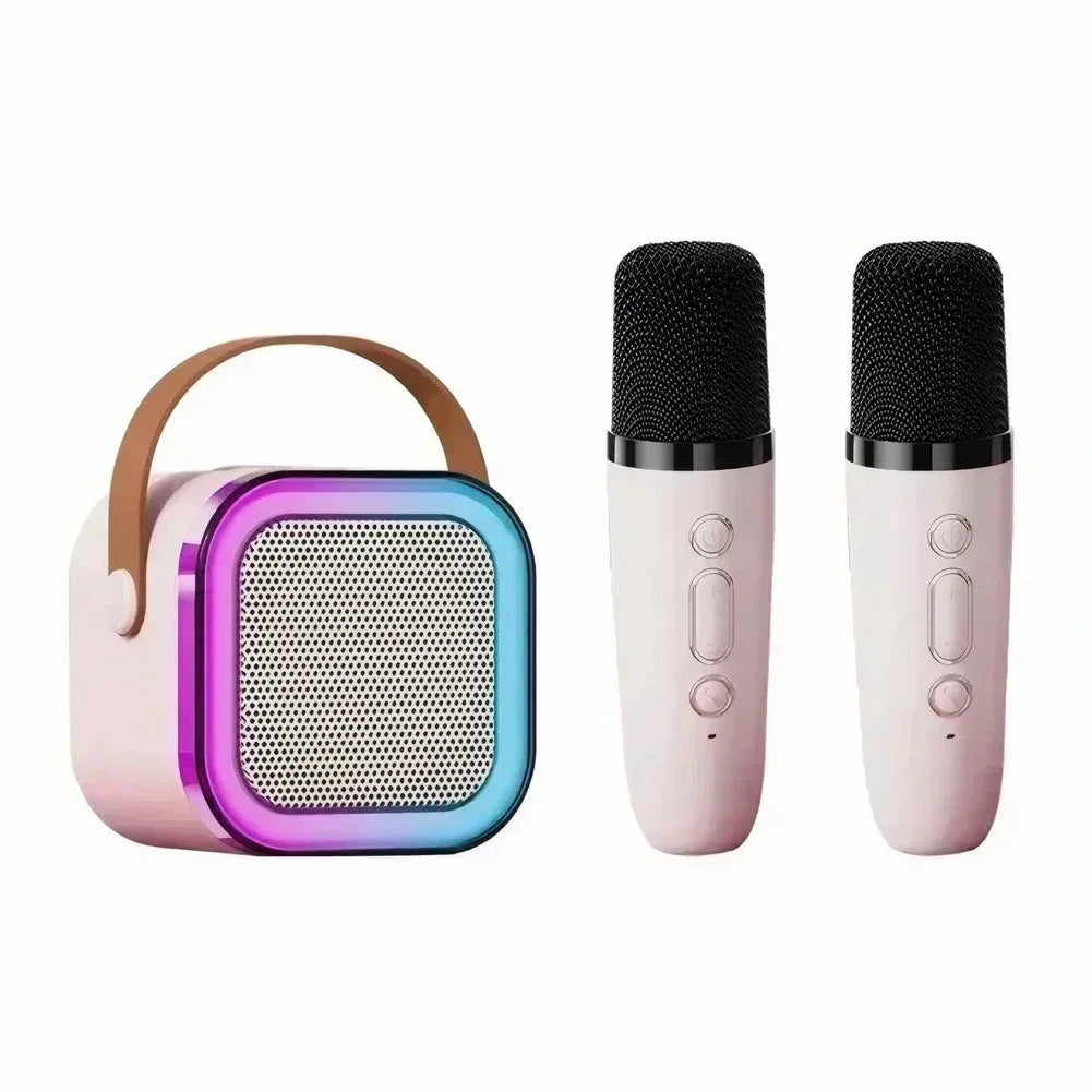 Portable Bluetooth Karaoke Machine - Wireless Speaker w/ 2 Microphones, RGB, for Kids Home Gift | AlluCanFind