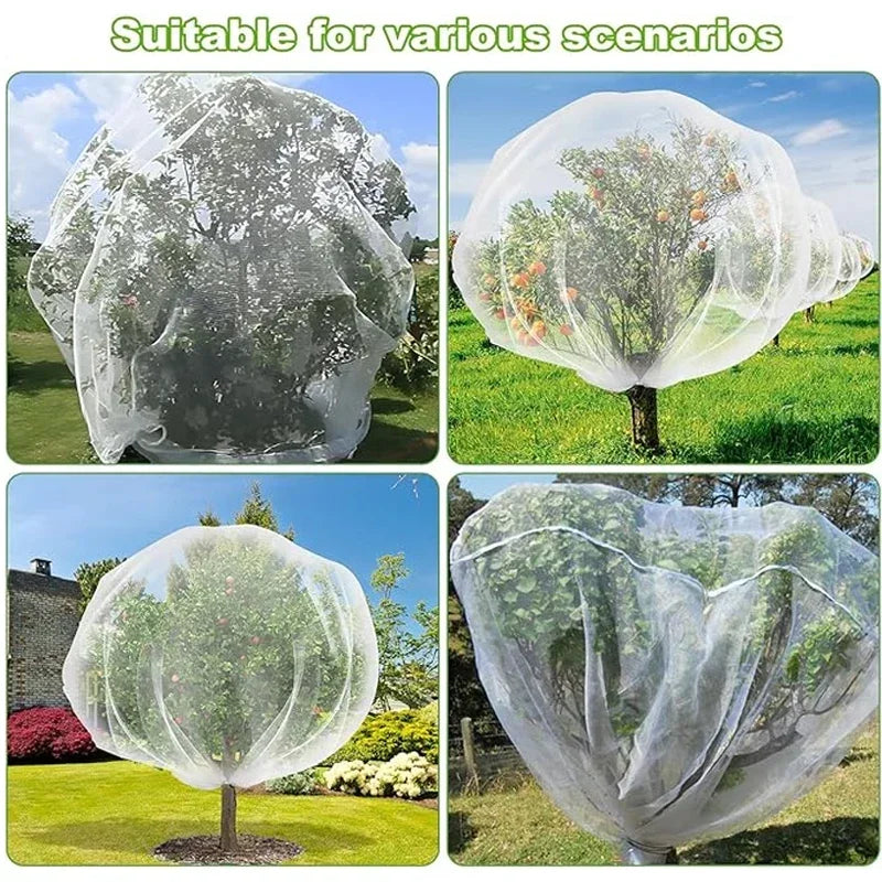 Large Fruit Tree Netting with Zip and Drawstring Garden Insect Screen Transparent Bird Plant Barrier Screen