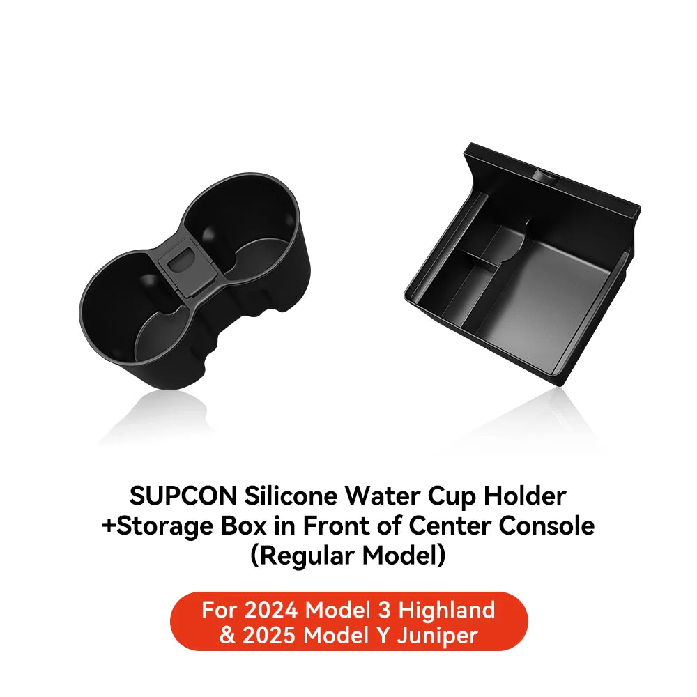 YZ For Tesla Model 3 Highland 2024 Model Y juniper 2025 Storage Box Center Armrest Hidden Box Cup Holder Organizer Accessories