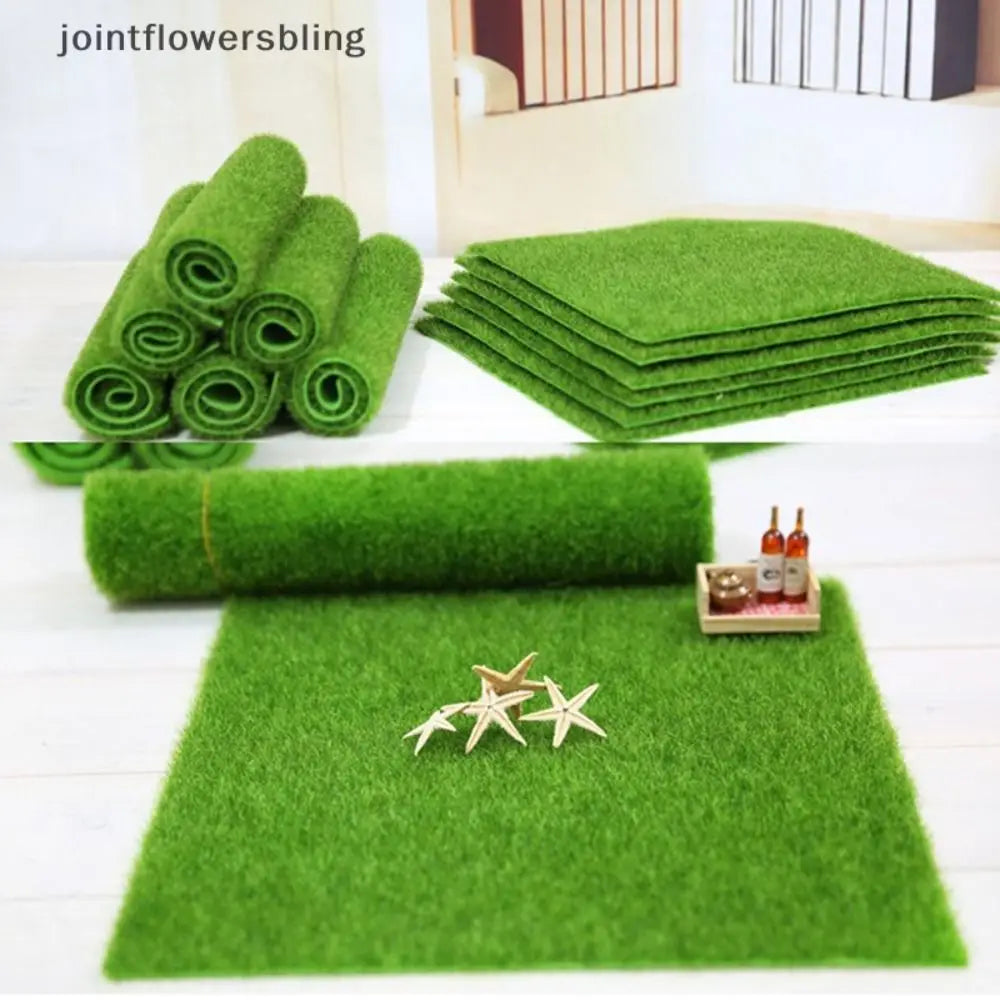 Fake Green Grass Mat Grass Mat Green Artificial Lawns Turf Carpets Fake Sod Simulation Moss Lawn Turf DIY Micro Landscape Decor