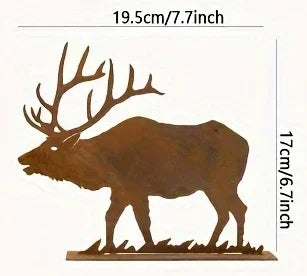 Rustic Metal Spruce Tree & Elk Ornaments: Ideal Hunting Decor & Gifts for Christmas and New Year's Holiday Celebrations