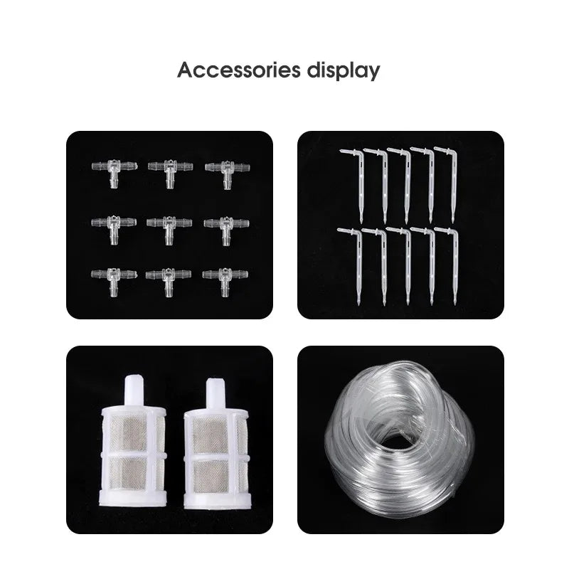 Garden Drip Irrigation Device Double Pump Controller Timer System, Solar Energy Intelligent Automatic Watering Device for Plants