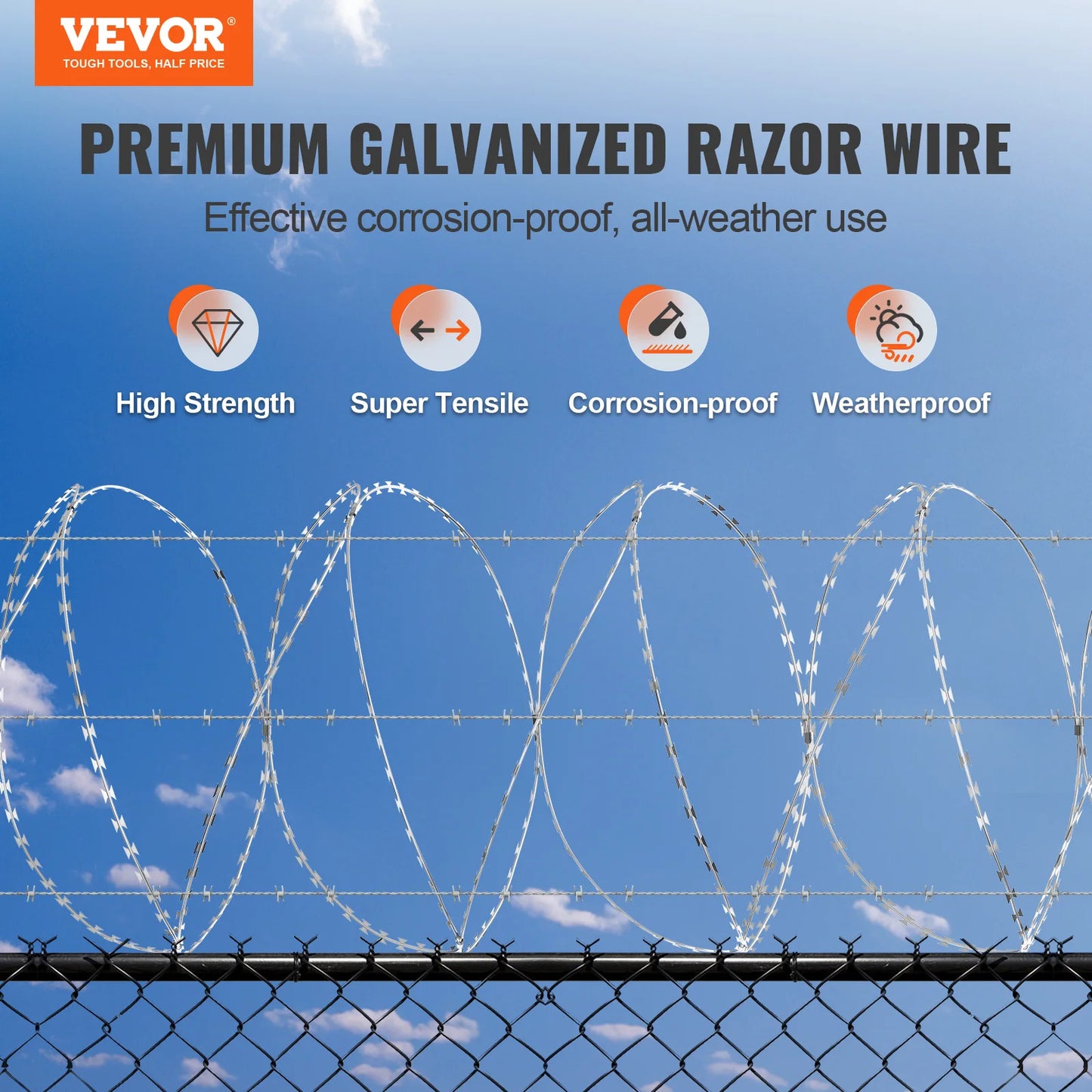 VEVOR Razor Wires  Razor Barbed Wire Razor Wire Fencing Fence Double Spiral Barbed Wire Galvanized Wire Rolls Razor for Garden