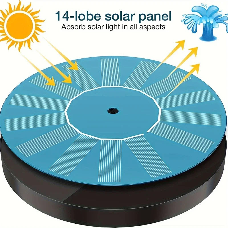 1W/1.4W/2.5W solar fountain with 6 nozzles,suitable for gardens,bird baths,ponds, swimming pools, outdoor and backyard aquariums