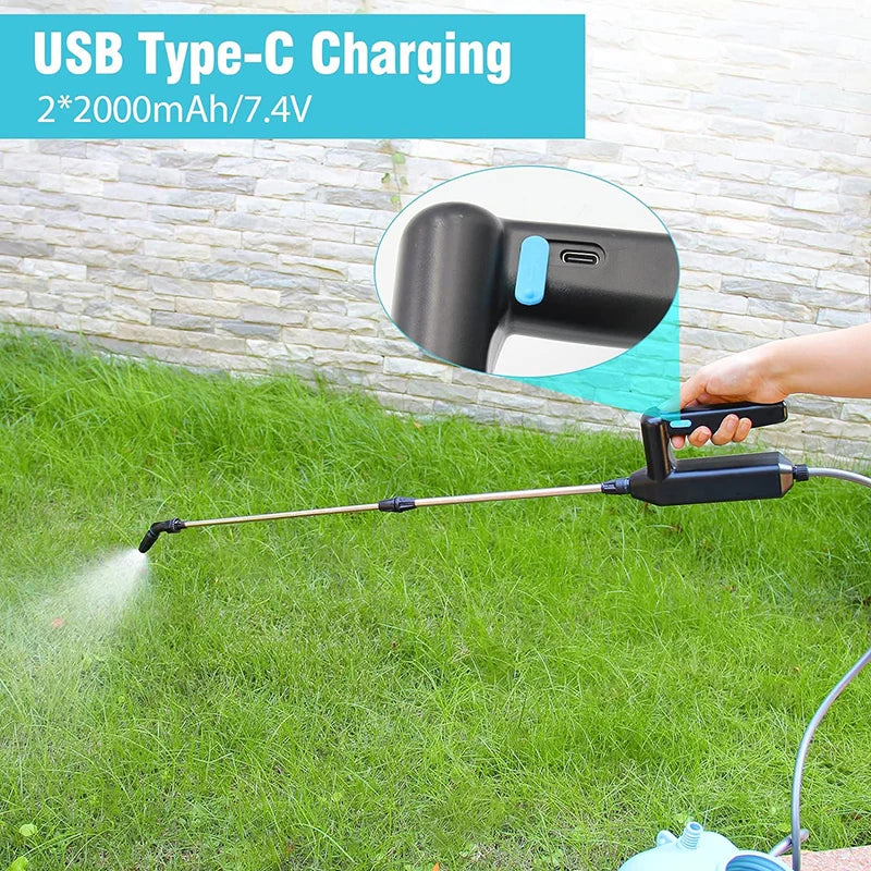 Electric Plant Sprayer Garden Sprayer with 8M 5M 3M Hose 3 nozzles Portable Battery Powered Watering Wand Yard Lawn Weeds Plants