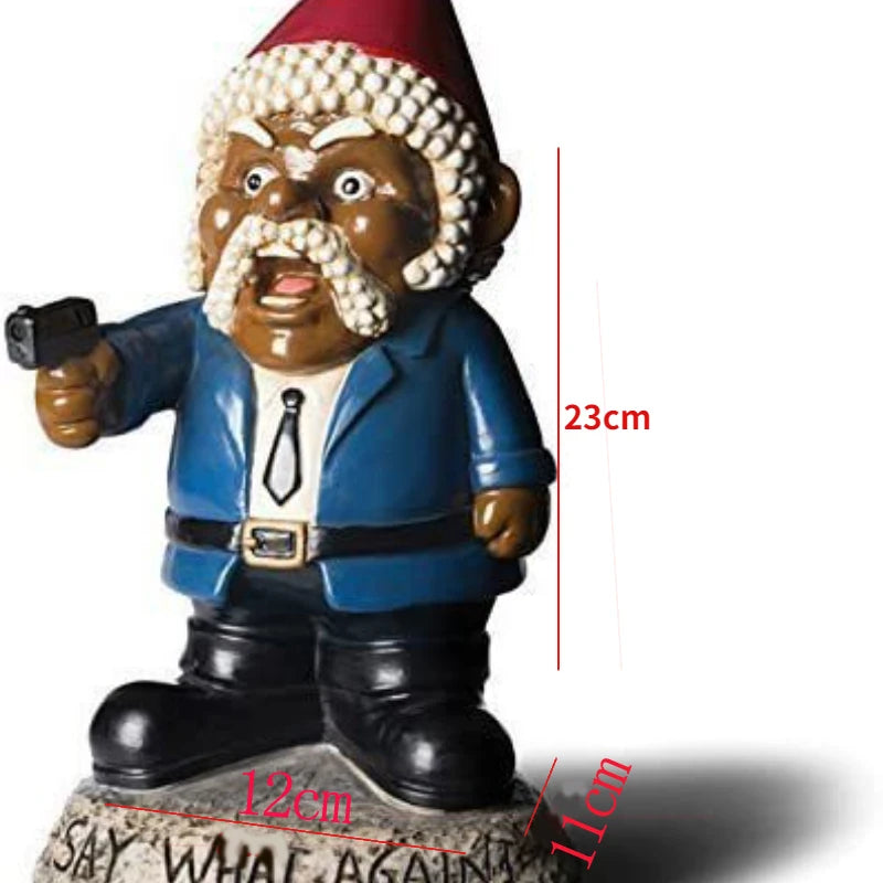 Miniature Gun Dwarf Garden Statue CS Gun Gnome Garden Sculpture Mini Resin Crafts Fairy Desk Decor Gift Garden Home Ornaments