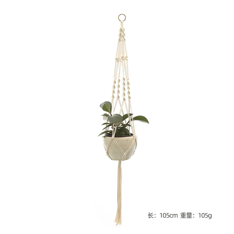 Hanging Plant Handmade Macrame Plant Hanger Flower Pot Planter Hanger Wall Decor Courtyard Garden Hanging Planter Hanging Basket