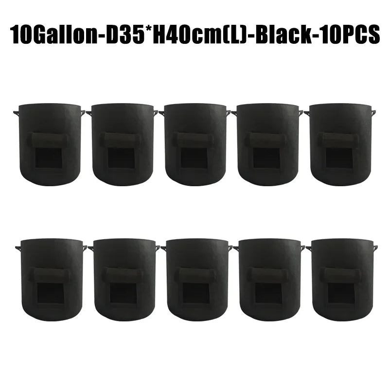 5/10Gallon Felt Plant Grow Bags Nonwoven Fabric Garden Potato Pot Greenhouse Vegetable Growing Bags Moisturizing Vertical Tools