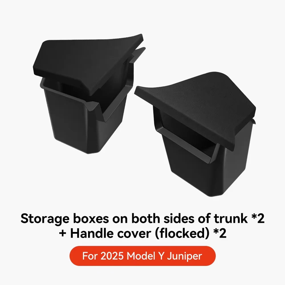 YZ Car Trunk Side Left Right Tidying Packet Storage Box For Tesla Model Y Juniper 2021-2025 Flocking Mat Cover Organizer