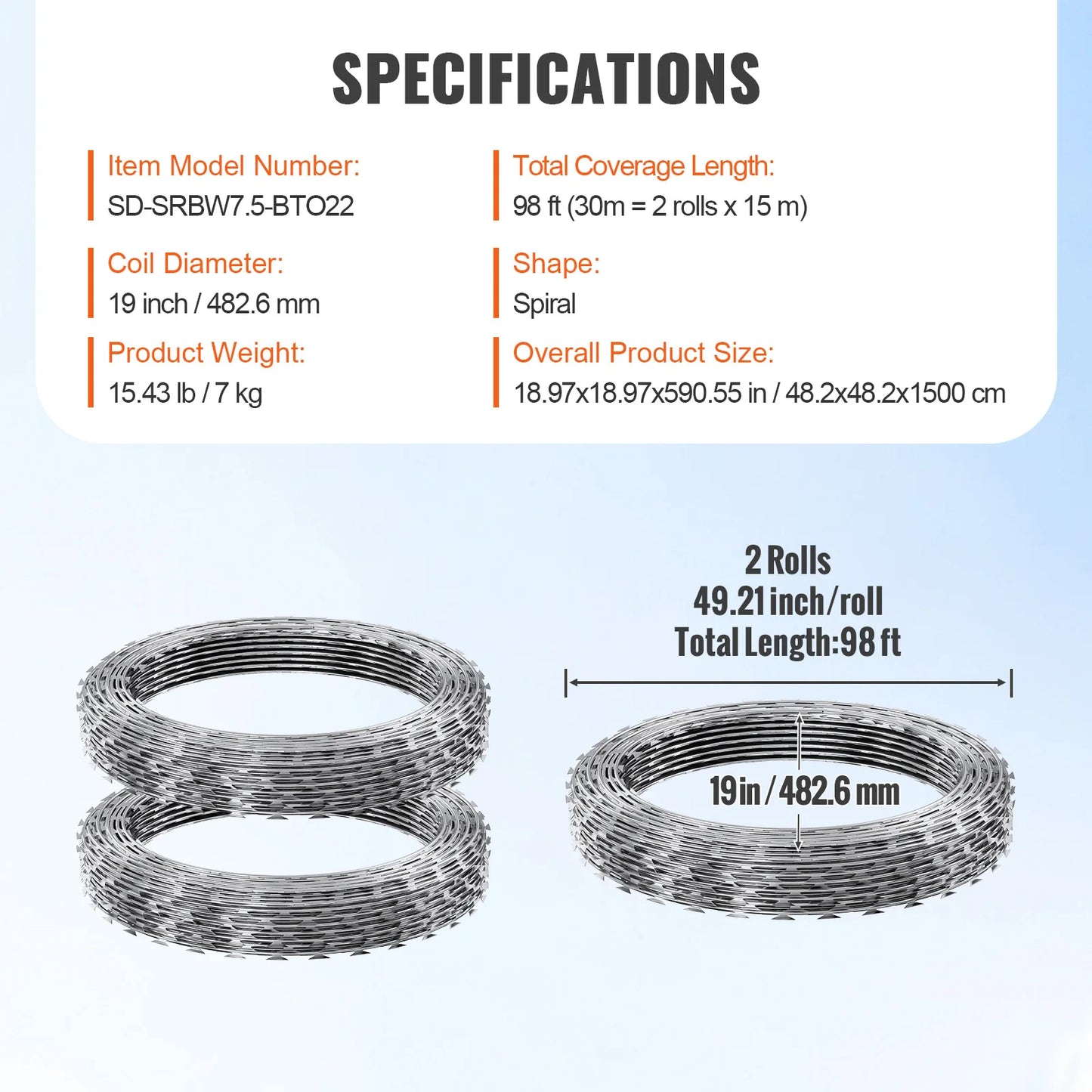 VEVOR Razor Wires  Razor Barbed Wire Razor Wire Fencing Fence Double Spiral Barbed Wire Galvanized Wire Rolls Razor for Garden