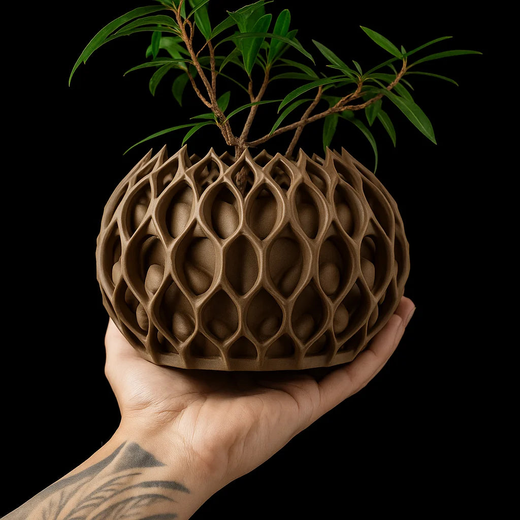 Modern Minimalist 3D Printed Plant Pot – Biodegradable Flower Planter for Home Decor, Eco-Friendly Sustainable Gift (Invader)