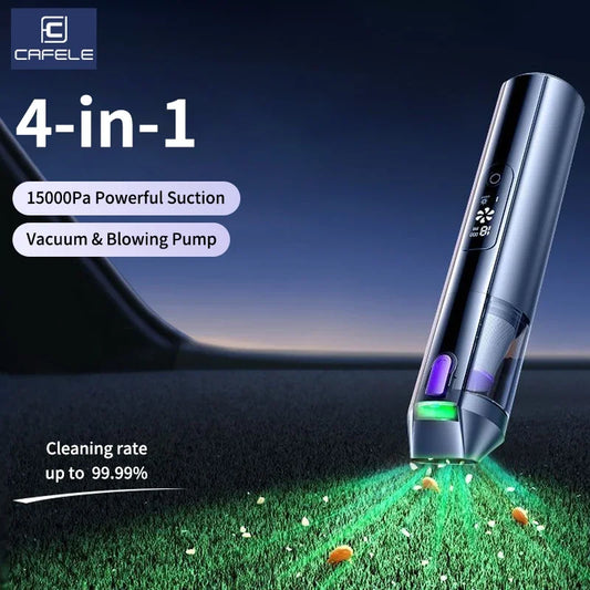 Cafele 15000Pa Wireless Vacuum Cleaner Portable Air Pump Vacuum Sealer Powerful Air Blower 4-in-1 For Car Home Office PC Clean