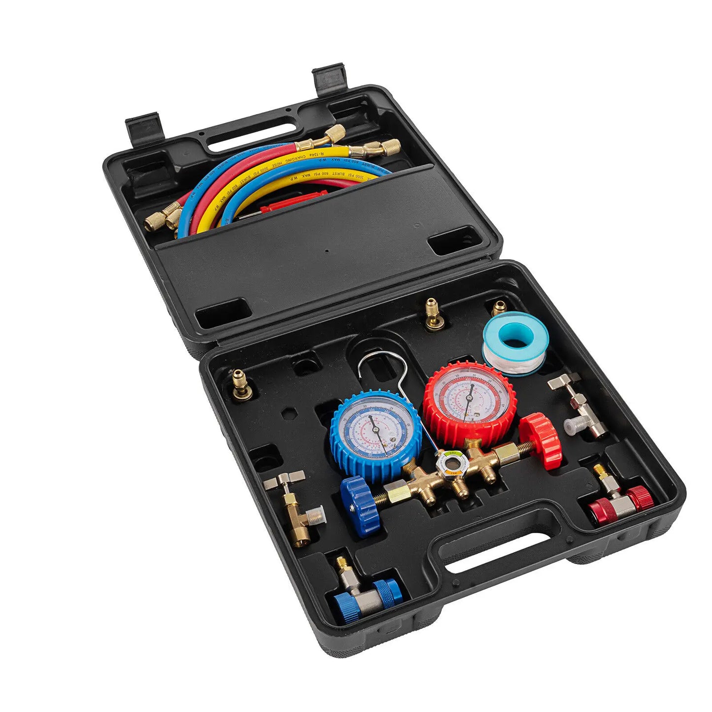 3.5CFM Air Vacuum Pump 1/4HP A/C Manifold Gauge Set for Air Conditioning R134A R410a R22 Air Refrigerant Kit With Oil