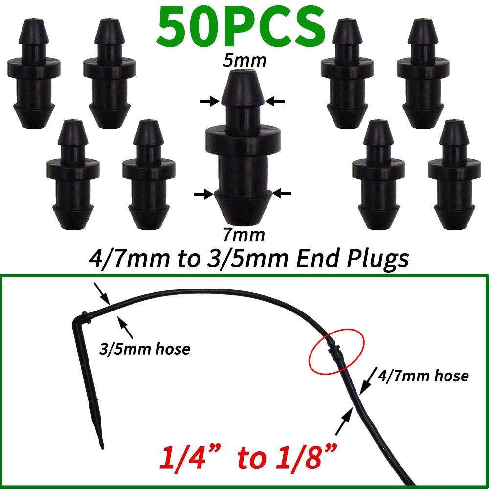 4/7mm Hose Dripper Water Tee Connector Plastic Barbed 1/4" Pipe Tubing Watering Coupling Joint Garden Micro Drip Irrigation Tool