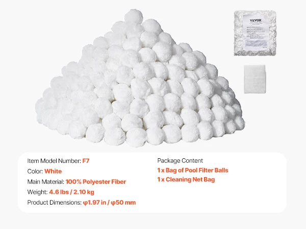 SucceBuy Pool Filter Balls 1.5 lbs-4.6 lbs Reusable Blue/White Polyester Fiber Filter Media with Wash Bag for Pool Aquarium Tank