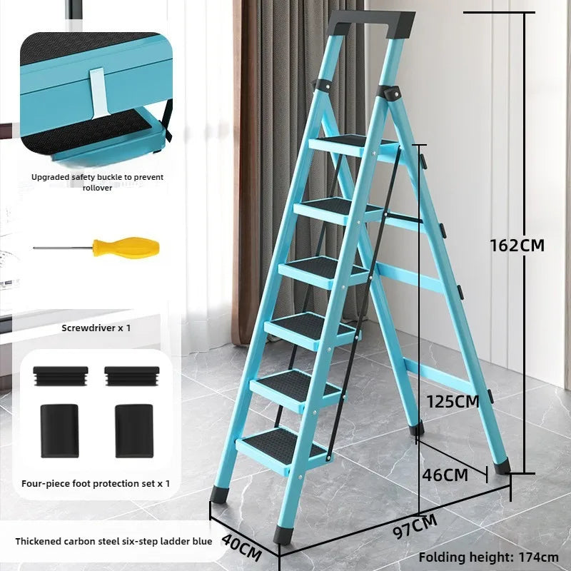 Home ladder stool folding zigzag ladder anti slip pedal ladder indoor