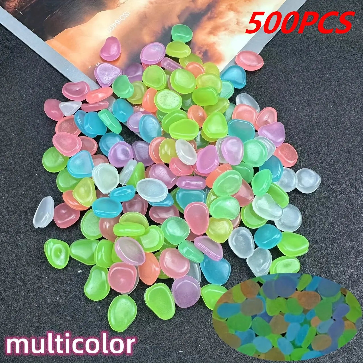 1cm small artificial luminous stone vase decorated with potted plants, fluorescent fish tank for landscaping, pebbles