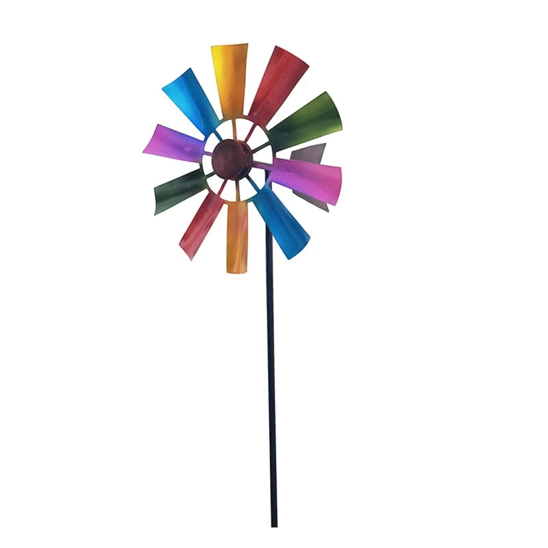 Wrought Iron Rotating Windmill Metal Wind Spinner Landscape Ornament for Outdoor Courtyard Yard Lawn Pinwheel Decor Supplies