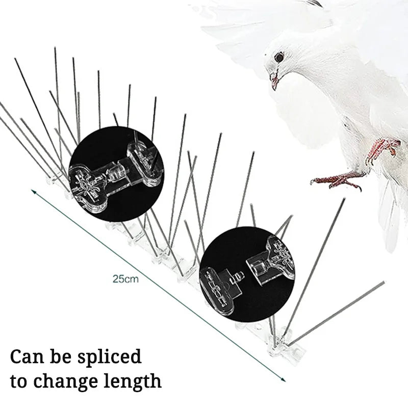 2-12PCS Balcony Anti-bird Pigeon Spikes and Bird Repeller Deterrent Anti Bird Repellent Stainless Steel Anti Bird Thorn Nail Kit